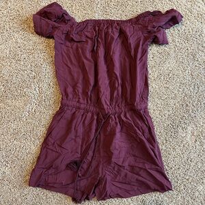 LOFT Kids Off-Shoulder Plum Romper